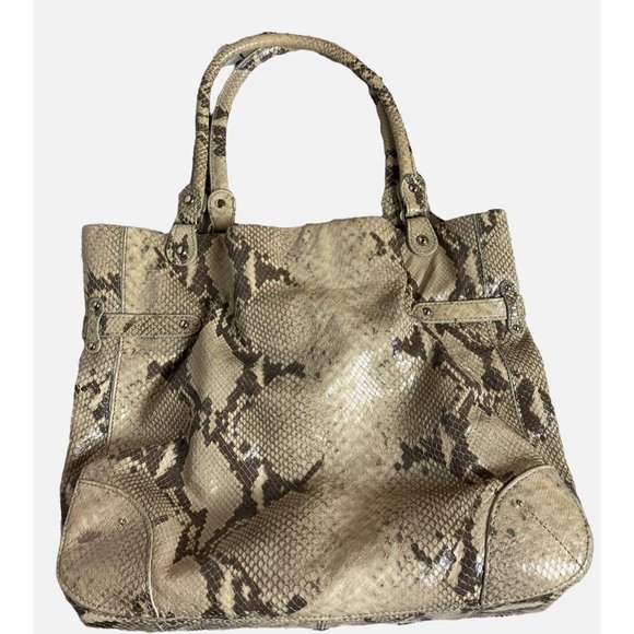 Forth & Towne Snakeskin Print Leather Satchel Purse with Silver Hardware - Picture 7 of 12